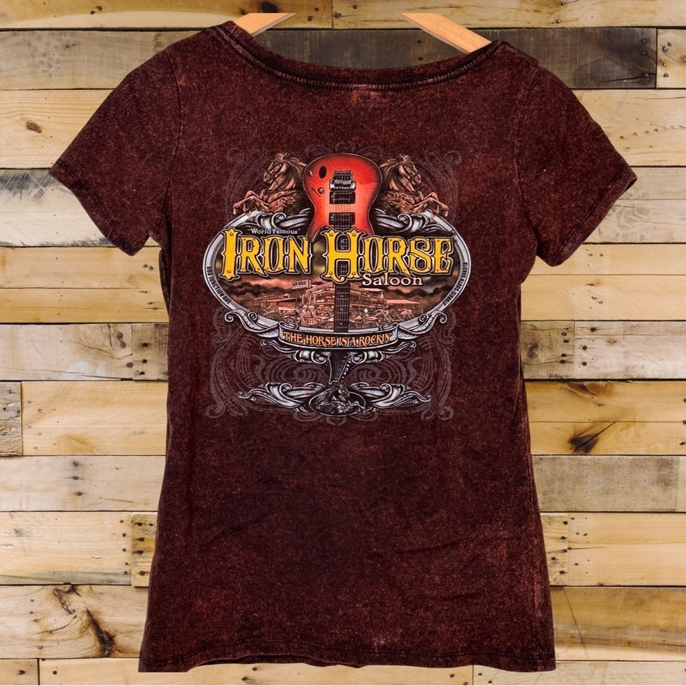 Vintage Baby Doll T-shirt,Iron Horse Saloon ,western,boho,brown 100% cotton - Picture 3 of 4